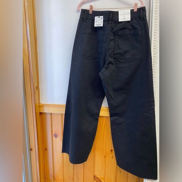NWT Zara The Marine Straight High Rise Stretch Raw Hem Jeans Sz 14 - Picture 8 of 11